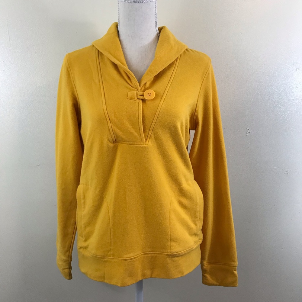 Nautica Yellow Shaw Neck Button Closure Sweater